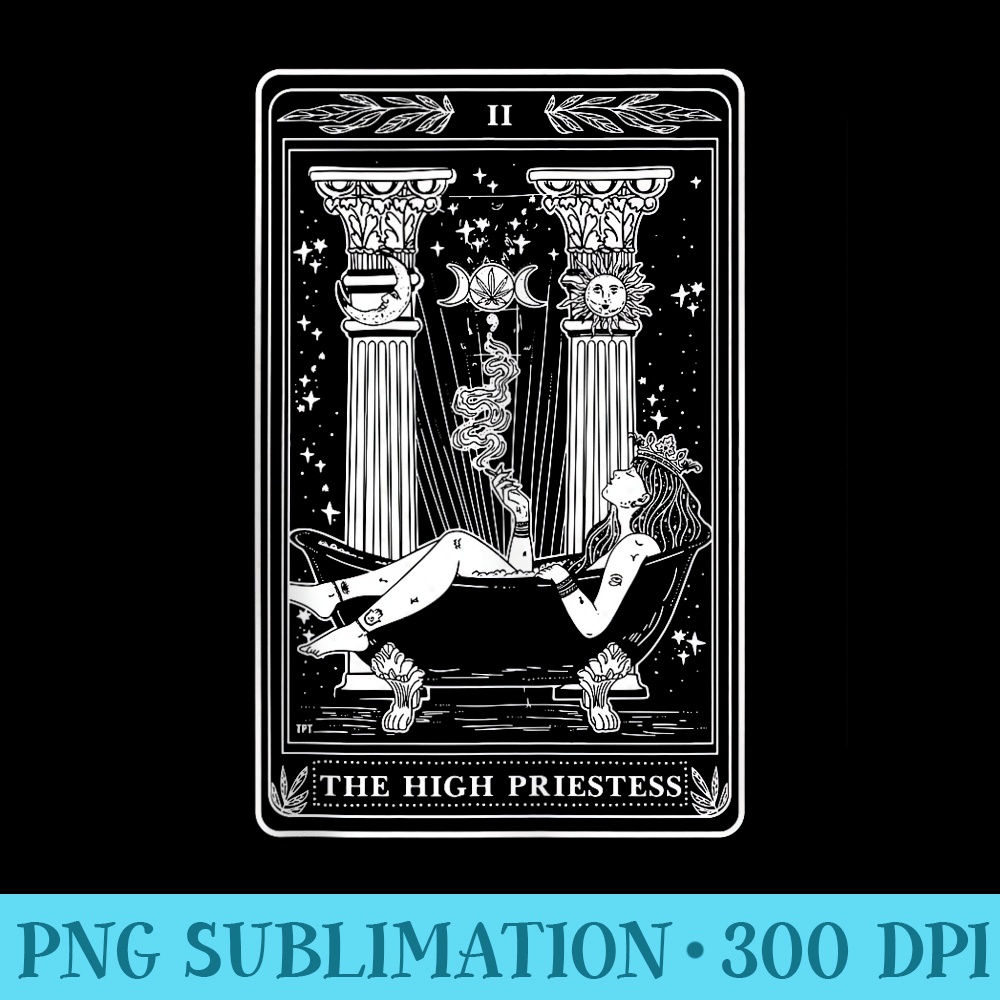 The High Priestess Tarot Card - PNG Image Download - Vibrant and Eye-Catching Typography