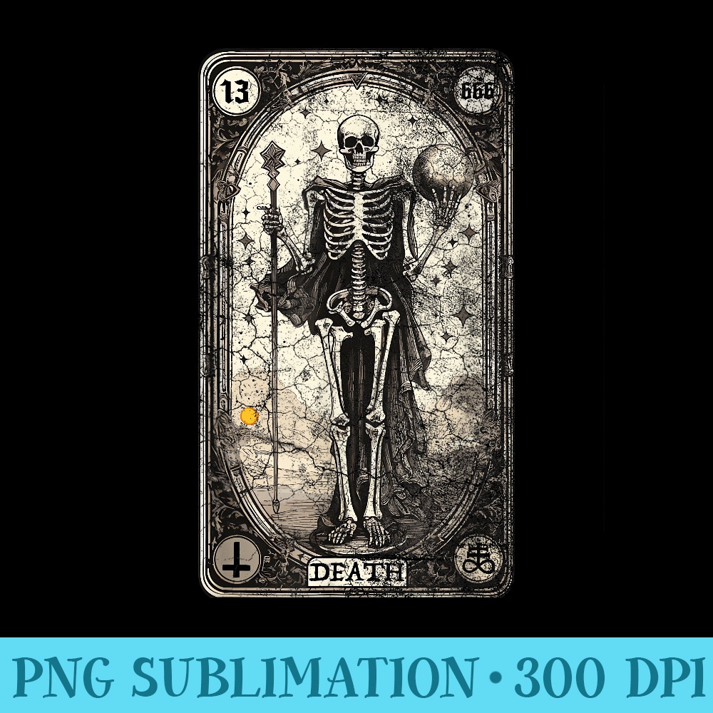 Vintage Tarot Card Death Skeleton Occult Satan Unholy Horror - PNG Download Gallery - Boost Your Success with this Inspirational PNG Download