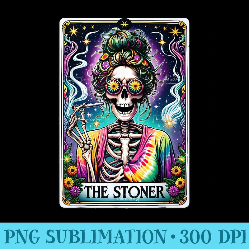 The Stoner Retro Style 420 Cannabis Weed Skeleton Tarot Card - PNG Clipart Download - Instant Access To Downloadable Files