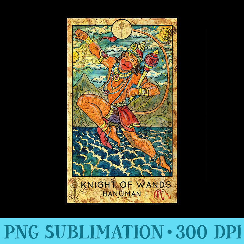 Tarot Card Knight of Wands Mystic Psychic Fortune Hanuman - Transparent Shirt Design - Limited Edition And Exclusive Designs