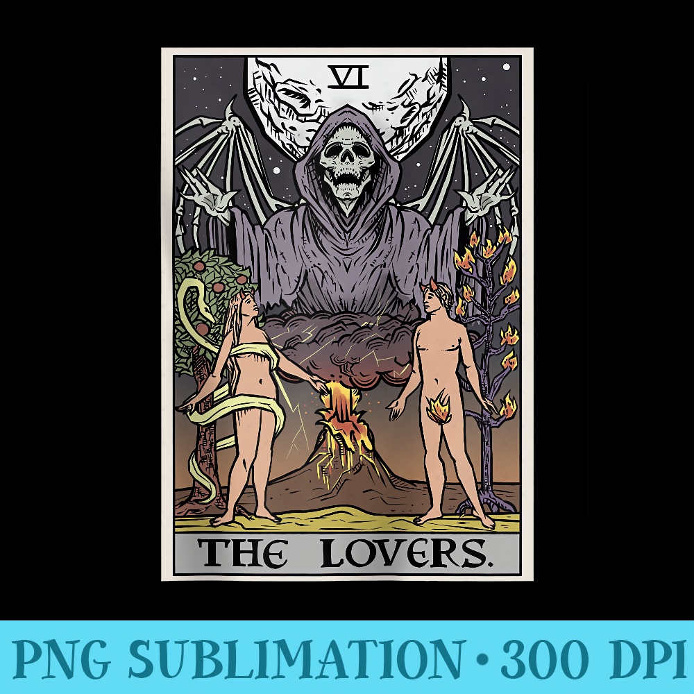 The Lovers Tarot Card Grim Reaper Halloween Gothic Horror - PNG Picture Download - Revolutionize Your Designs