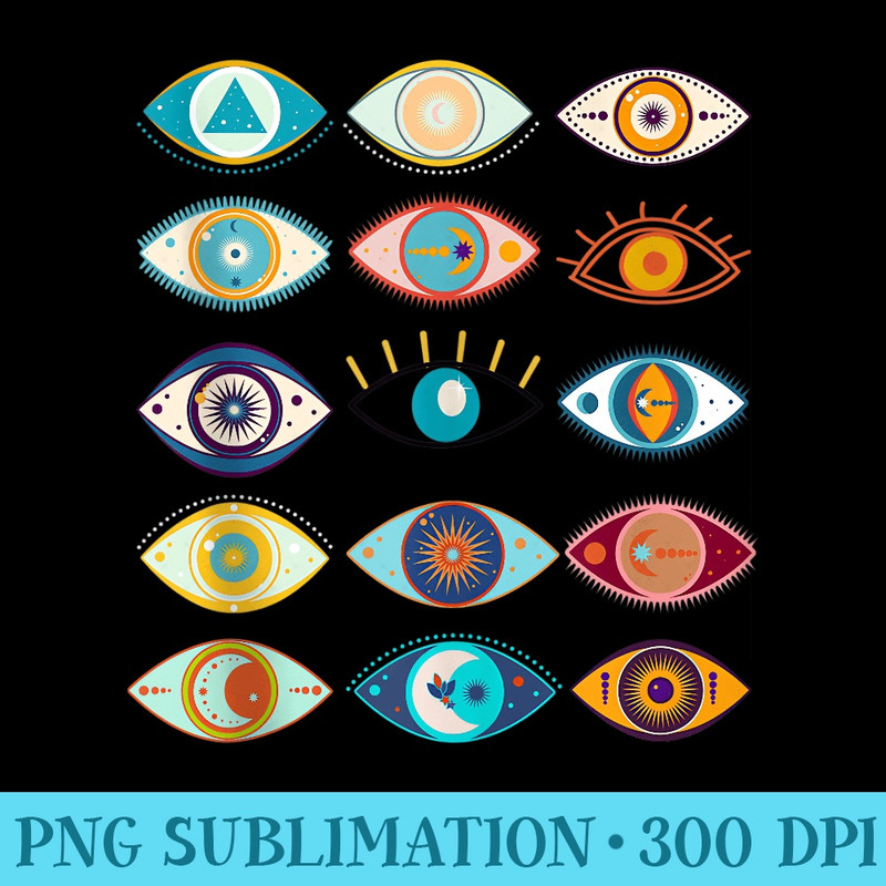 Witchy Celestial Boho Evil Eye Tarot Card Aesthetic - PNG Download Transparent Background - Revolutionize Your Designs