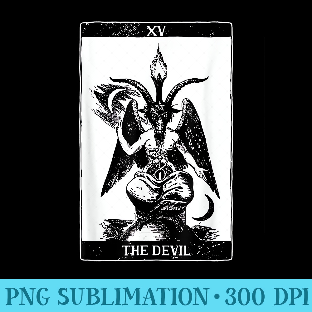 Tarot Card The Devil Gothic Occult Baphomet Major Arcana - High Quality PNG Files - Versatile And Customizable Designs