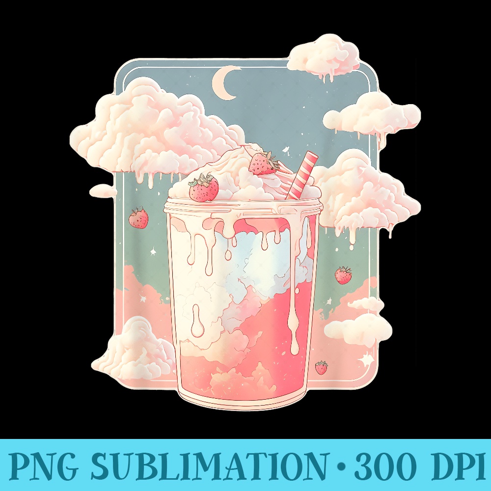 Strawberry Milk Milkshake Kawaii Lofi Cute Pastel Pink Drink - PNG Download Clipart - Bring Your Designs to Life