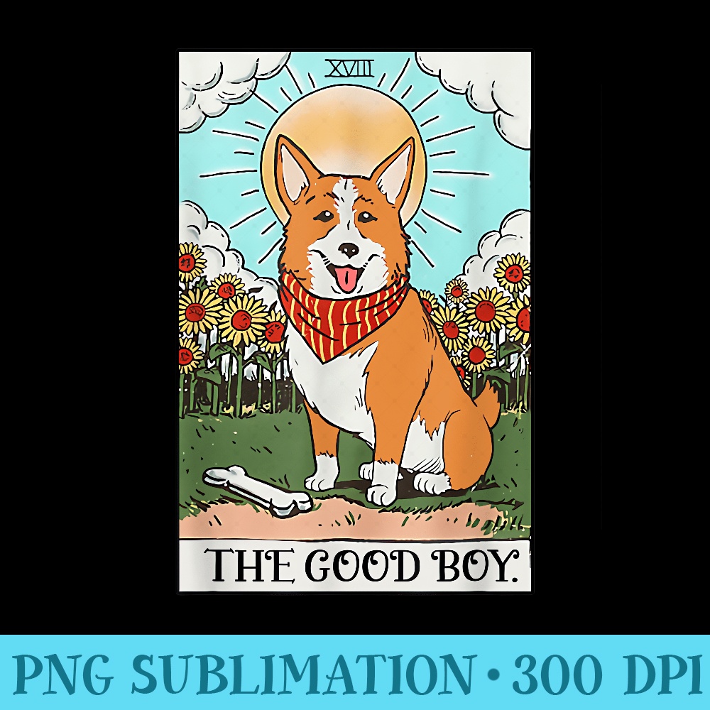 The Good Funny Corgi Lovers Corgi Mom Corgi Tarot Card - Blank Shirt Template PNG - Enhance Your Apparel with Stunning Detail