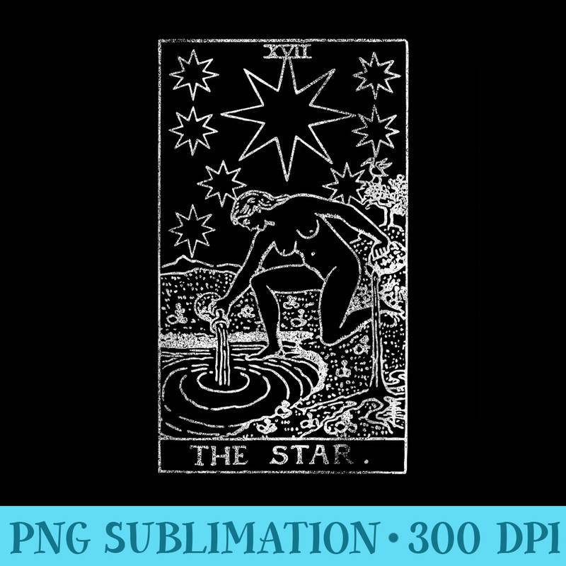 The Star Tarot Card XVII T Vintage Design - Download PNG images - Unleash Your Inner Rebellion