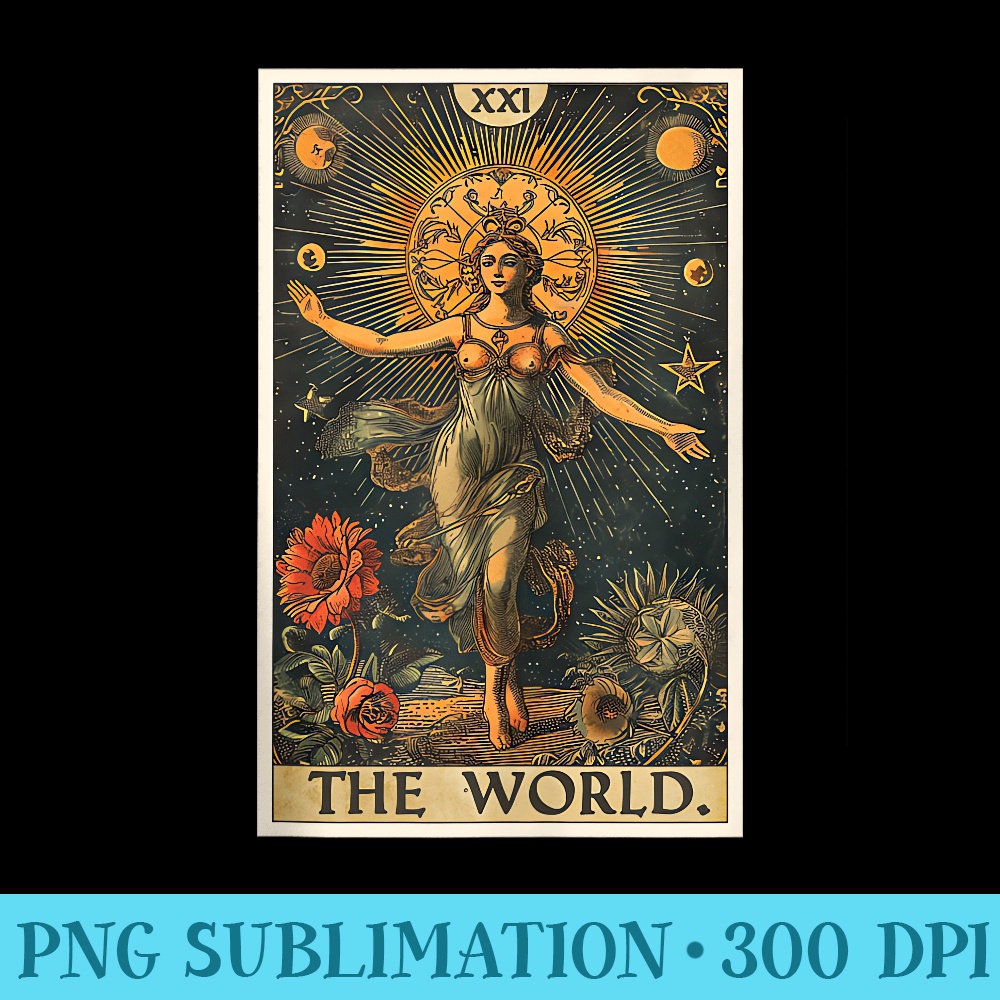 Tarot Cards Tarot Card 21 The World - Printable PNG Graphics - Unleash Your Inner Rebellion