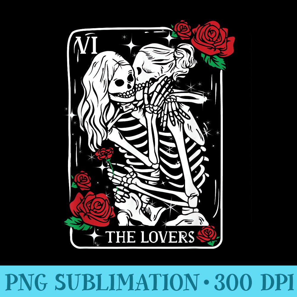 The Lovers Tarot Card Occult Skeleton Roses Gothic Kissing - Fashionable Shirt Design - Enhance Your Apparel with Stunning Detail