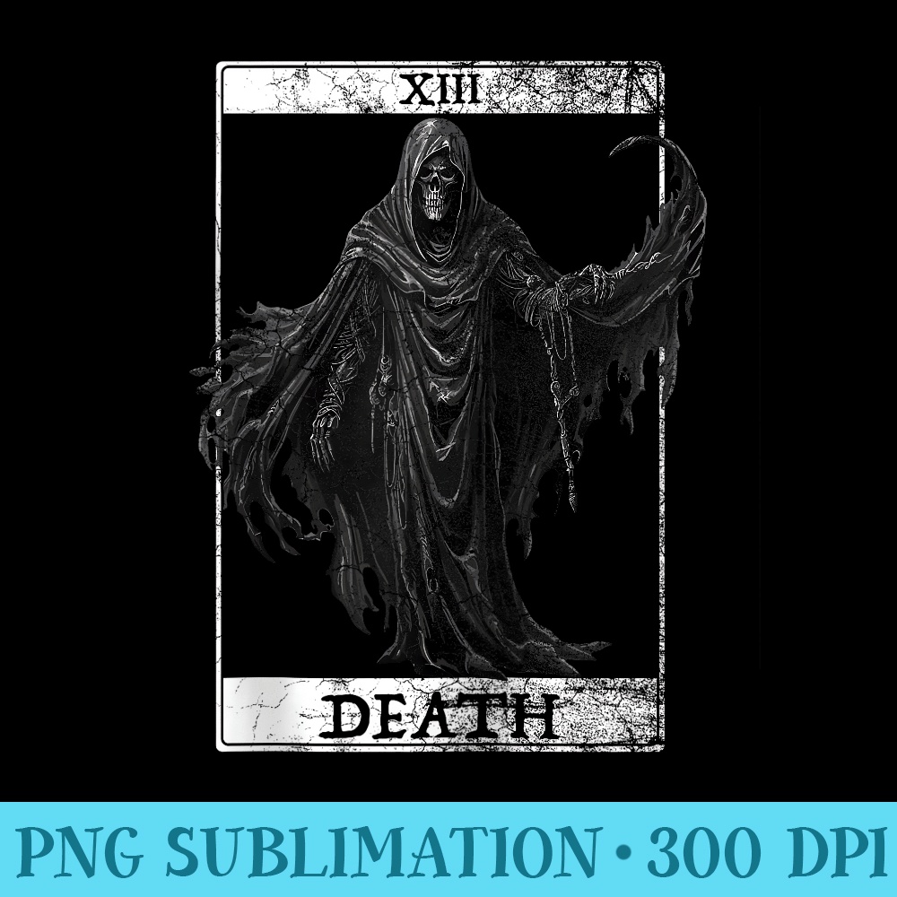 Vintage Tarot Card Death Reaper Occult Satan Unholy Horror - Shirt Image Download - Boost Your Success with this Inspirational PNG Download