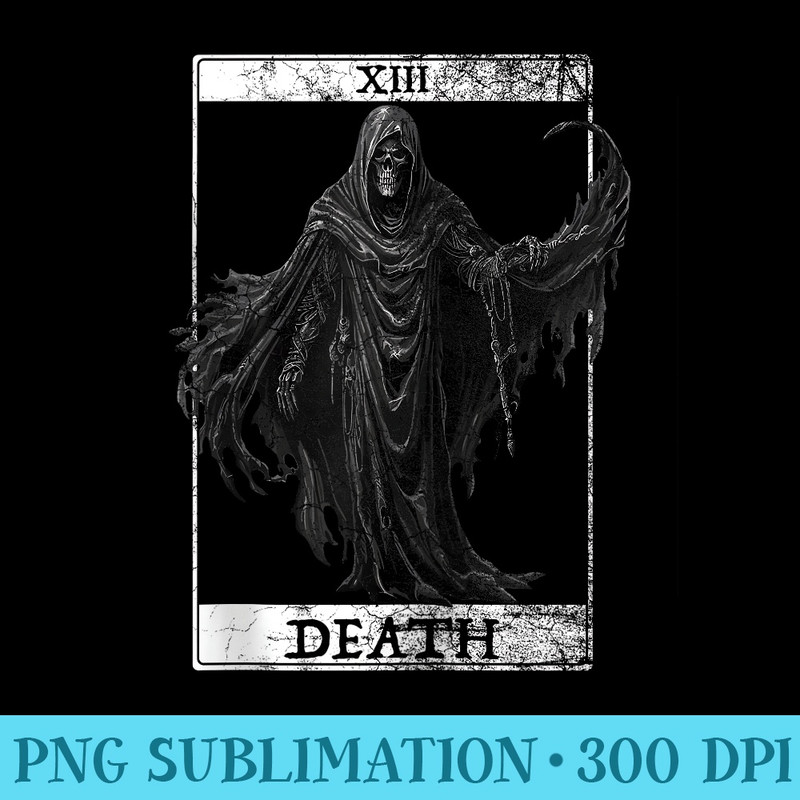 Vintage Tarot Card Death Reaper Occult Satan Unholy Horror - Shirt Image Download - Boost Your Success with this Inspirational PNG Download