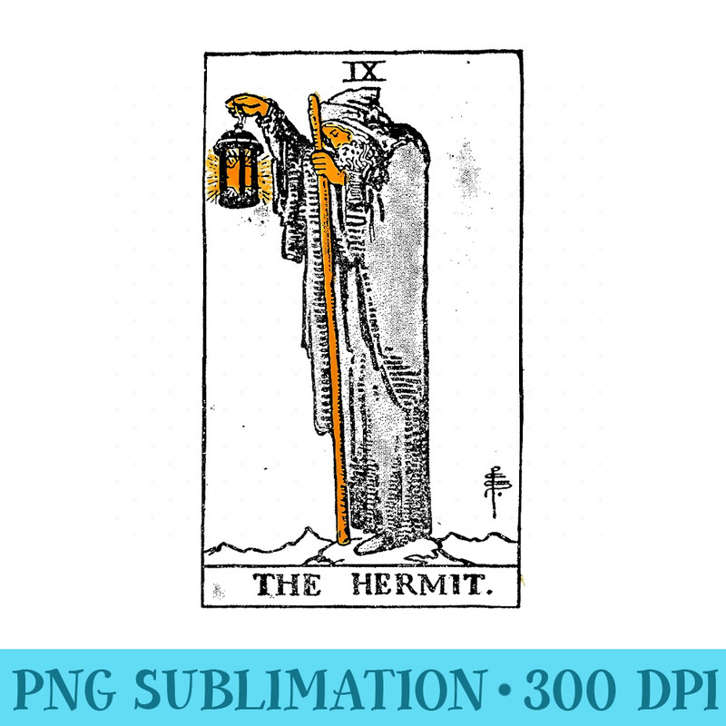 The Hermit Tarot Card - PNG Download Template - Eco Friendly And Sustainable Digital Products