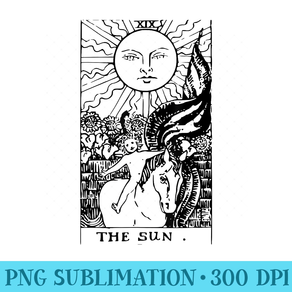 The Sun Vintage Tarot Card Inspired - PNG Picture Download - Perfect for Personalization