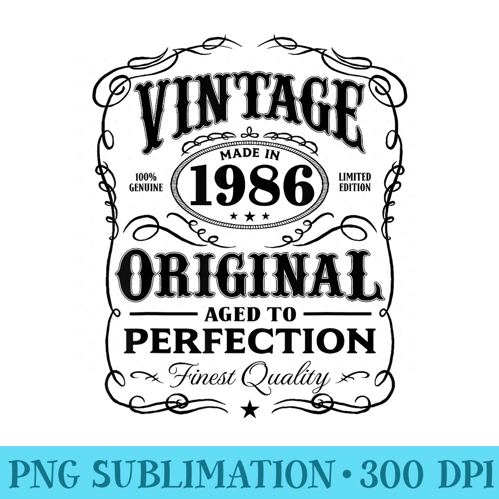 Vintage Made In 1986 T 32nd Birthday - Download PNG images - Perfect for Sublimation Mastery