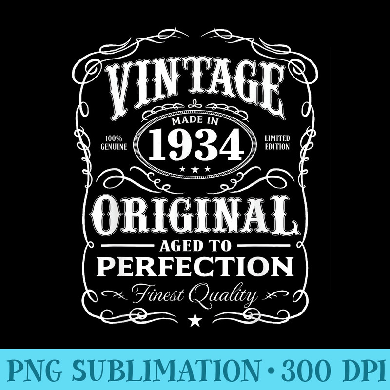 Vintage Made In 1934 T 84th Birthday - Sublimation PNG Designs - Instantly Transform Your Sublimation Projects