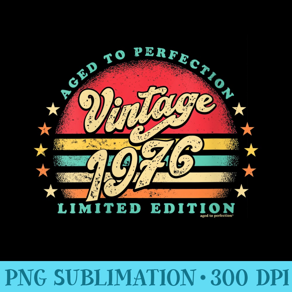 Womens Retro 1976 Vintage 45th Birthday Top Aged To Perfection - PNG Download Icon - Perfect for Personalization