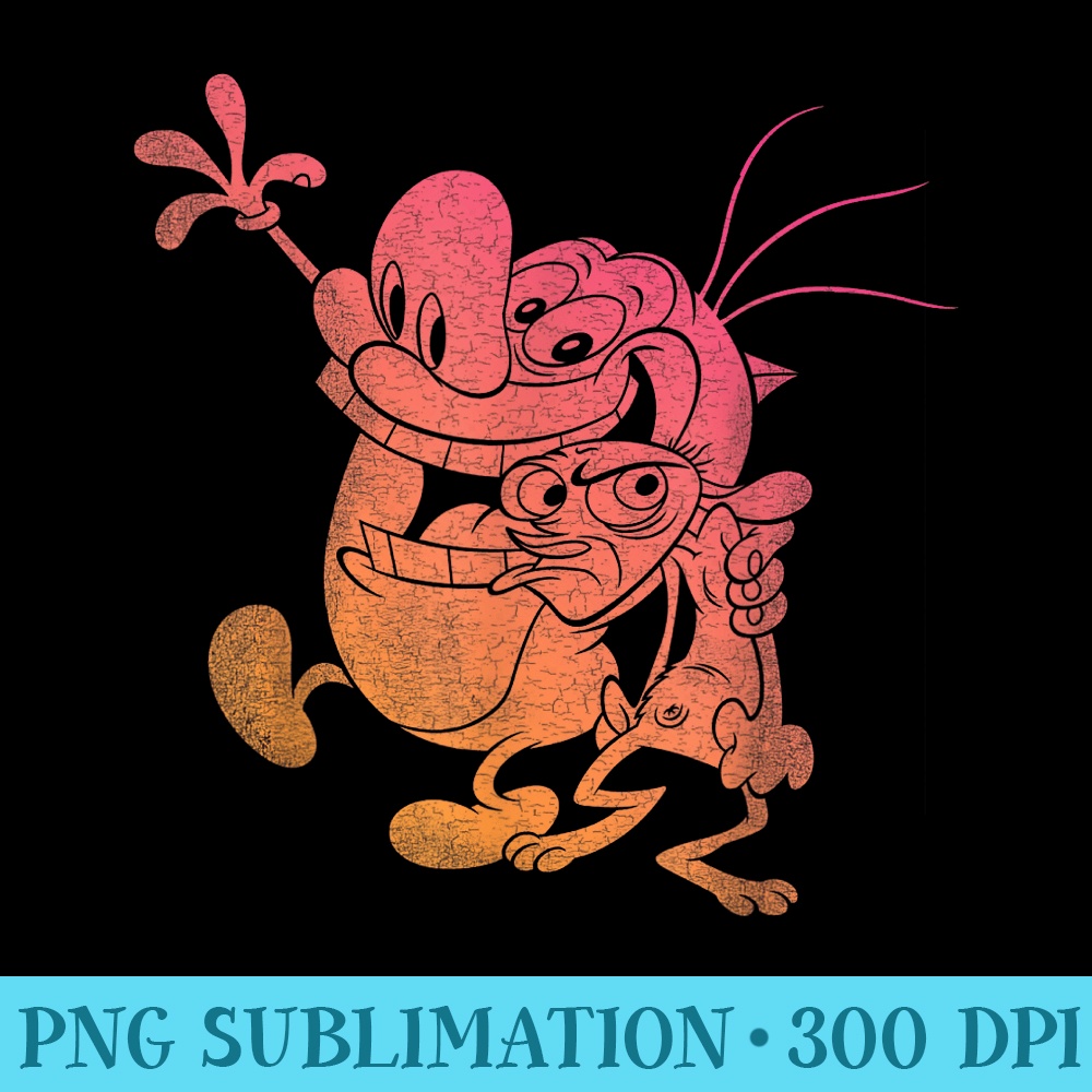 Nickelodeon Gradating Ren And Stimpy Graphic T - High Quality PNG files - Lifetime Access To Purchased Files