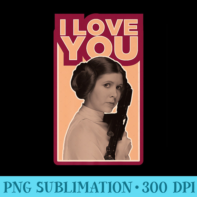 Star Wars Valentines Day Princess Leia I Love You Vintage Premium - Printable PNG Graphics - Transform Your Sublimation Creations