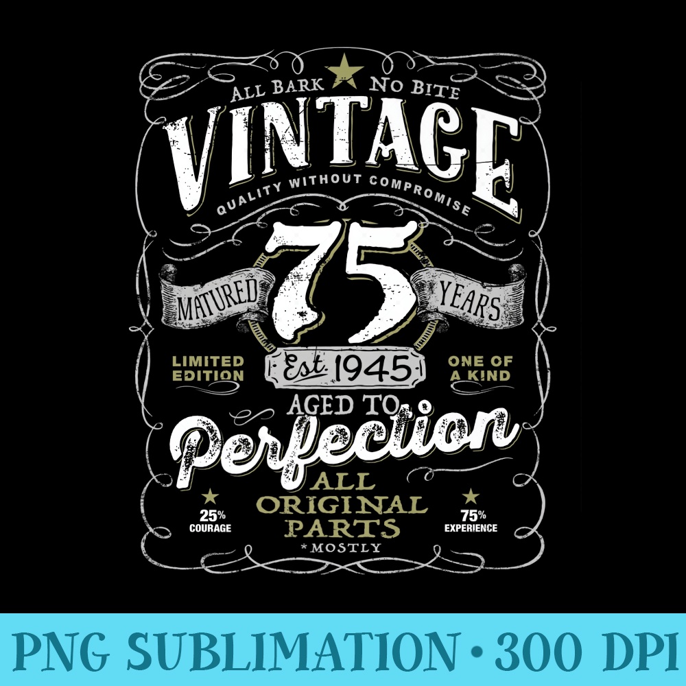 Vintage 75th Birthday For Him 1945 Aged To Perfection Premium - PNG Download Graphic - Unleash Your Creativity