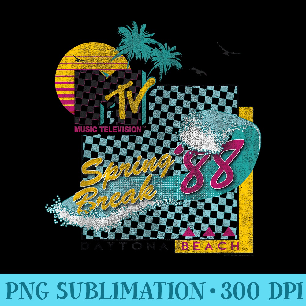 MTV Spring Break 88 Vintage Surf Graphic - PNG Graphics Download - Bring Your Designs to Life