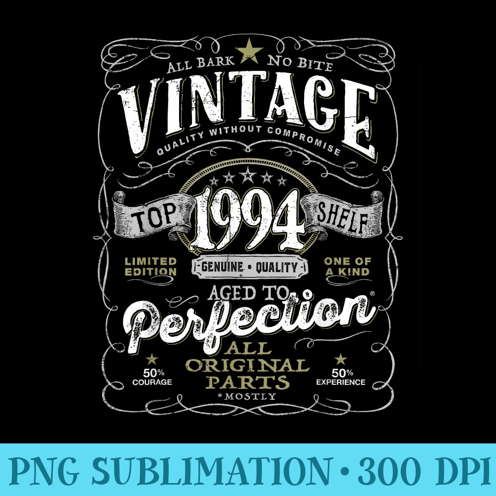 30th Birthday Top for Men, Vintage 1994 Aged to Perfection - PNG design downloads - High Resolution And Print-Ready Designs