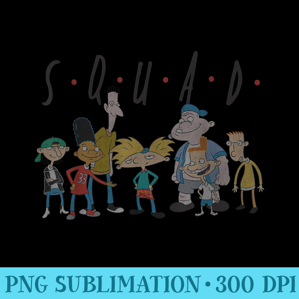 Nickelodeon Hey Arnold SQUAD Team T - Shirt Drawing PNG - Enhance Your Apparel with Stunning Detail