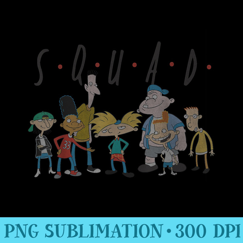 Nickelodeon Hey Arnold SQUAD Team T - Shirt Drawing PNG - Enhance Your Apparel with Stunning Detail