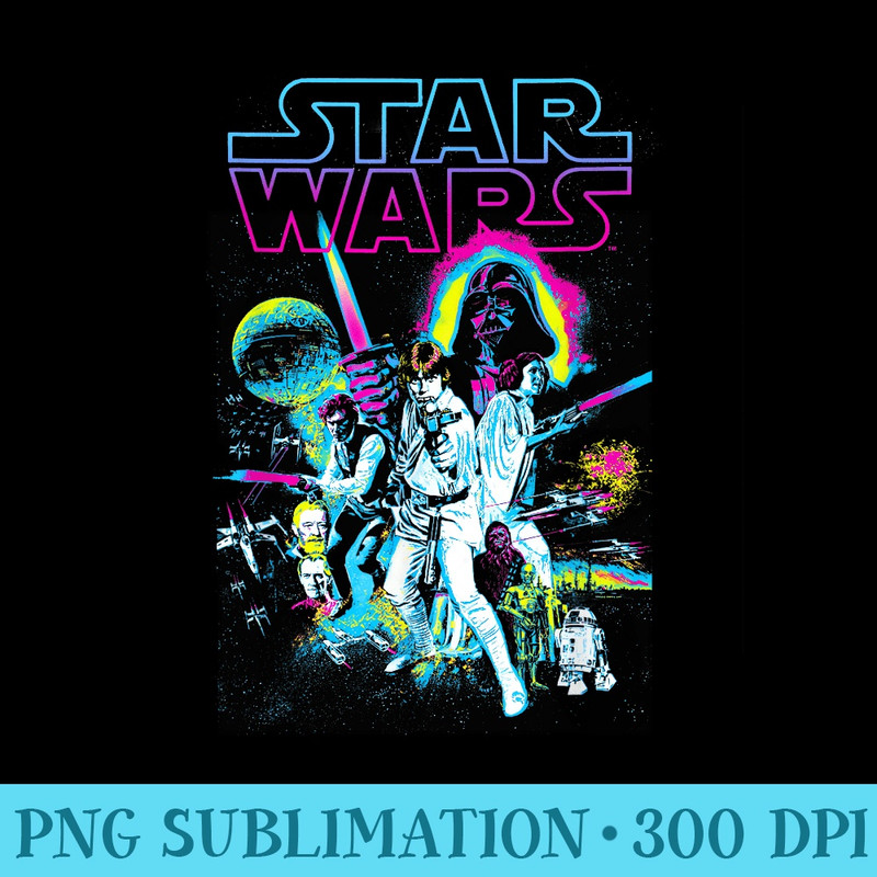 Star Wars Vintage Neon Splatter Movie Poster - Trendy PNG Designs - Spice Up Your Sublimation Projects