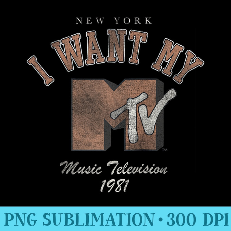 MTV Music Television I Want My MTV NY Maroon Logo Raglan Baseball - Sublimation PNG Designs - Limited Edition And Exclusive Designs