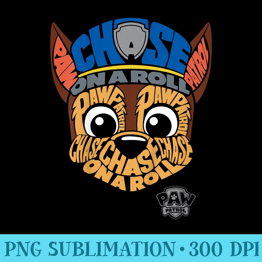 Paw Patrol Chase Big Head Text T - Shirt Graphics for Download - Spice Up Your Sublimation Projects