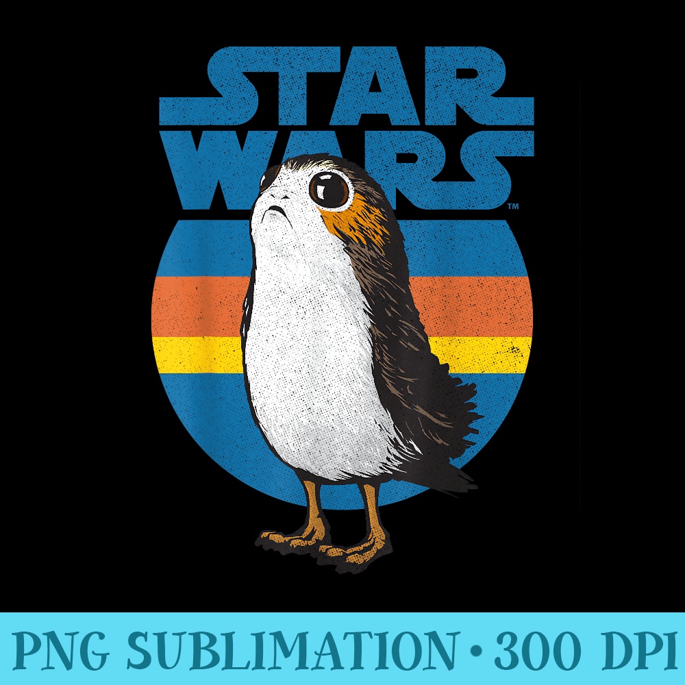 Star Wars Last Jedi Porg Retro Stripes Logo Graphic T - PNG Download Transparent Background - Limited Edition And Exclusive Designs