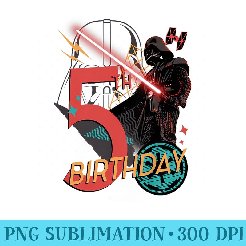 Star Wars Classic Retro Darth Vader Galactic 5th Birthday - PNG File Download - Revolutionize Your Designs