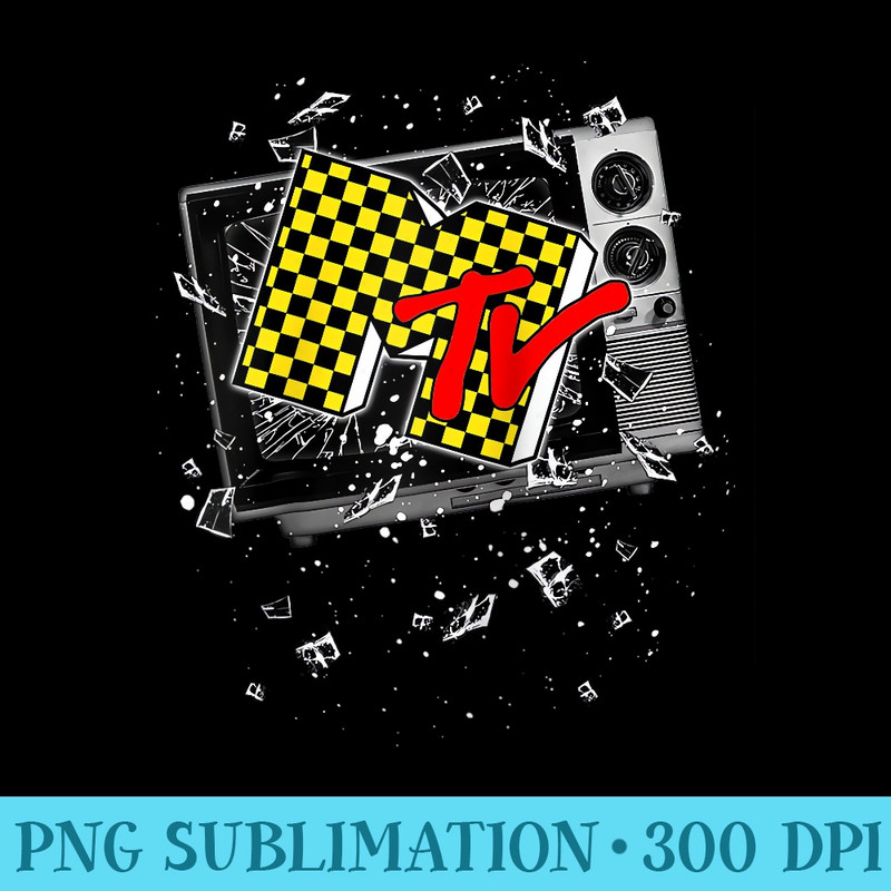 MTV Checker Board Breaking Tv Raglan Baseball - PNG Download Button - Boost Your Success with this Inspirational PNG Download