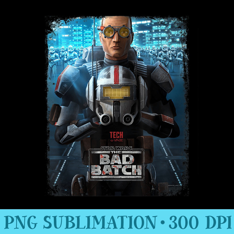 Star Wars The Bad Batch Tech Character Poster - Download PNG Files - Instantly Transform Your Sublimation Projects