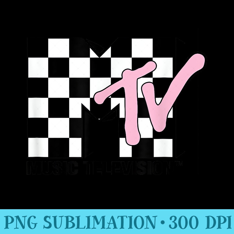 MTV Music Television Retro 80s Pink Neon Checkerboard Logo - PNG Download Vector - Fashionable and Fearless