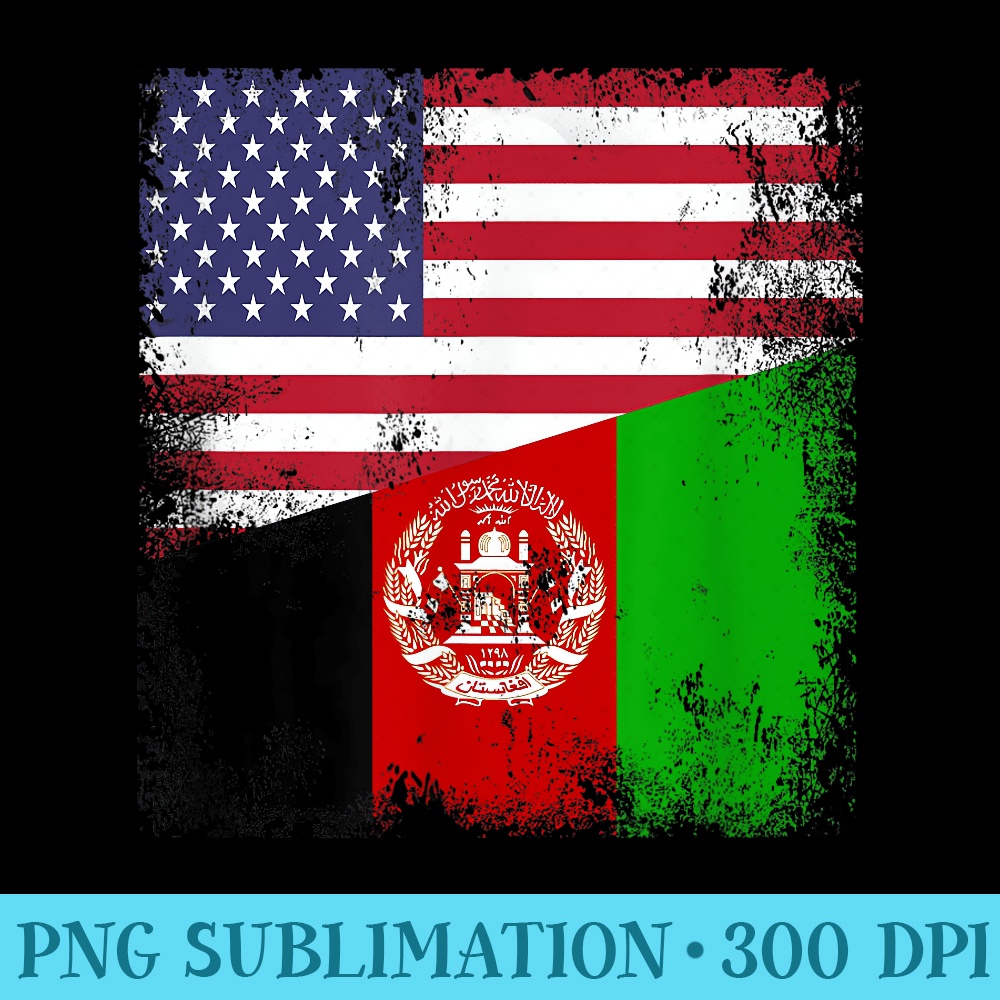 Half Afghan Flag T  Vintage Afghanistan USA - PNG Download Clipart - Perfect for Sublimation Mastery