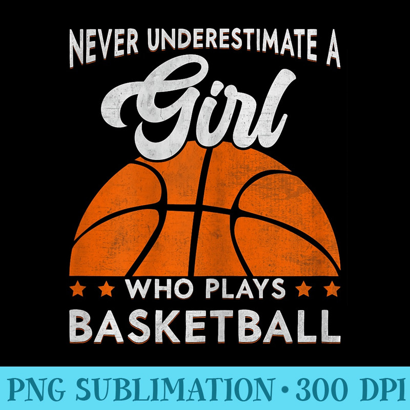 Basketball Never Underestimate A Girl Who Plays Basketball - PNG Download Clipart - Revolutionize Your Designs