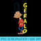 Stacked Yellow Gerald Text With Character Pose - PNG Clipart Download - Perfect for Sublimation Mastery