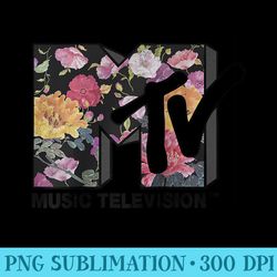 mtv logo floral style raglan baseball - png download high quality