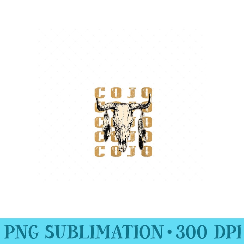 Womens Vintage Cojo Bull Skull Flowers Music Outlaws 80s 90s - Unique PNG Artwork - Revolutionize Your Designs