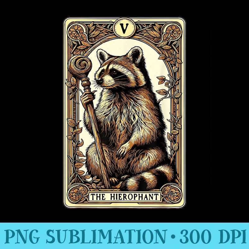 Raccoon Tarot Card The Hierophant Mystic Occult Raccoon