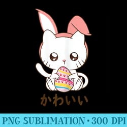 cute kitten happy easter cat bunny ears kawaii anime - sublimation clipart png