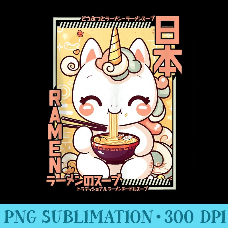 Unicorn Loving Ramen Kawaii Neko Unicorn Ramen - Mug Sublimation PNG - Enhance Your Apparel with Stunning Detail