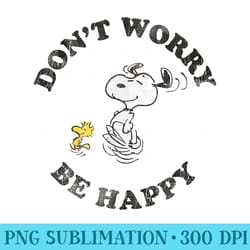 peanuts snoopy and woodstock running dont worry be happy - high resolution png designs