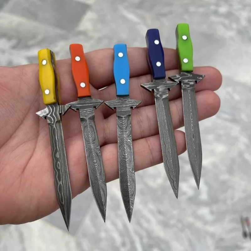 Damascus Steel Miniature Knives Daggers Lot Free Shipping Comes With Sheaths 1
