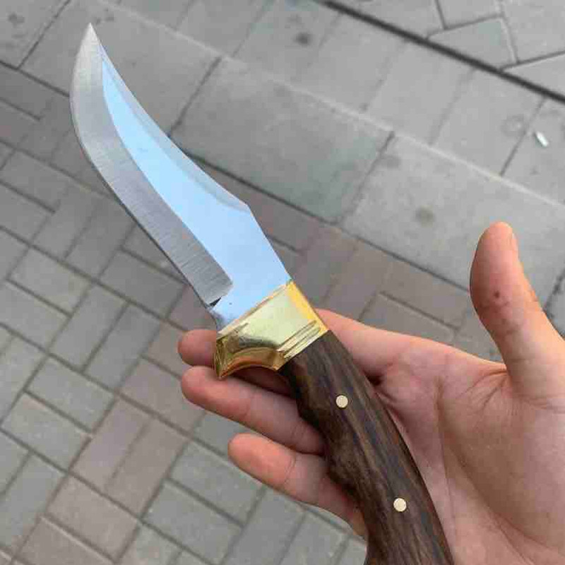 Handcrafted Custom Hunting Bowie Knife Brass Guard With Leather Sheath 1