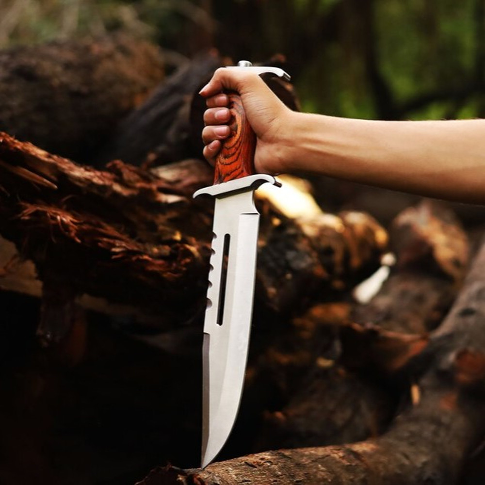 Handmade Stainless Steel Blade Hunting Bowie Knife Outdoor Knife Camping Knife Rambo Knife With Pakka Wood Handle 4