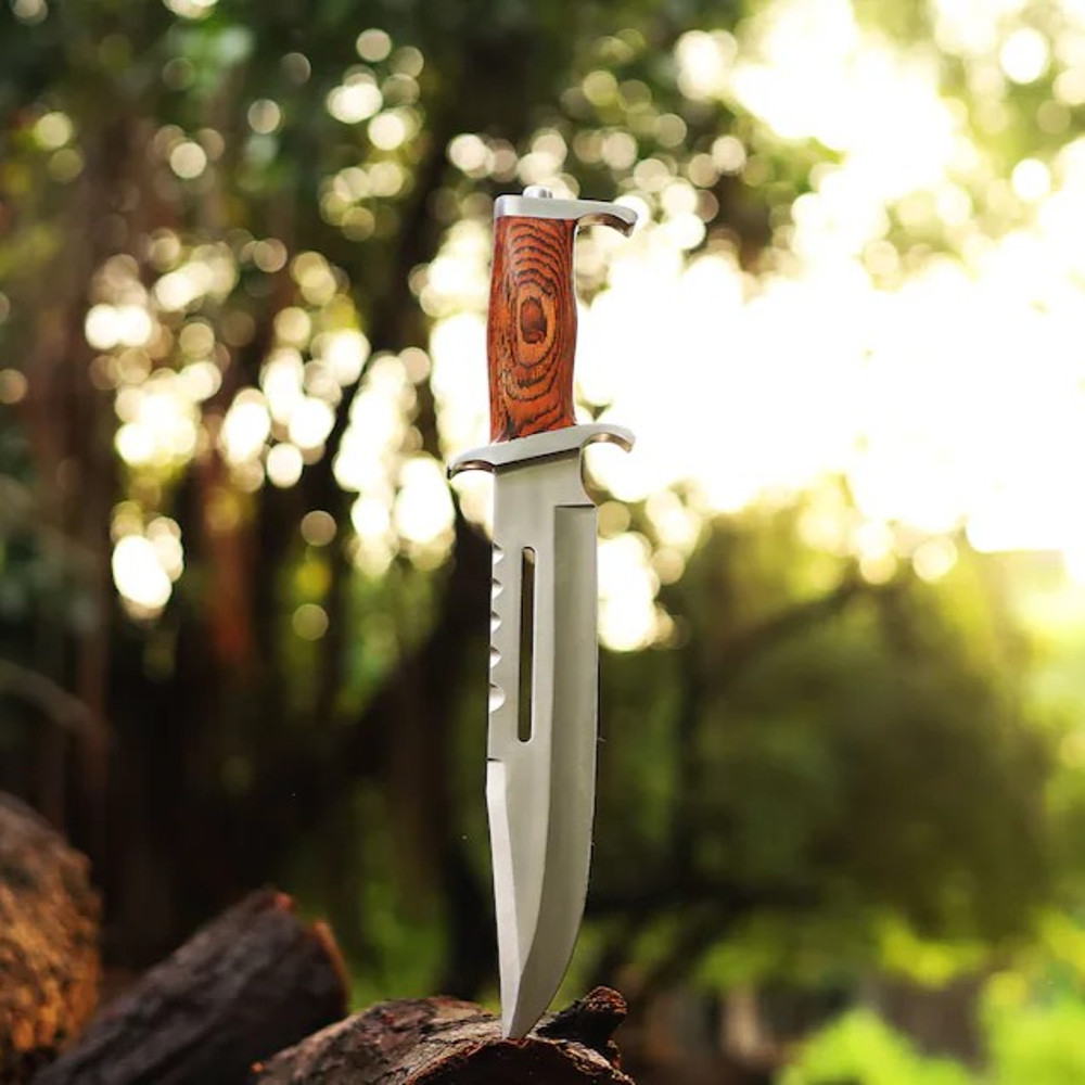 Handmade Stainless Steel Blade Hunting Bowie Knife Outdoor Knife Camping Knife Rambo Knife With Pakka Wood Handle 5