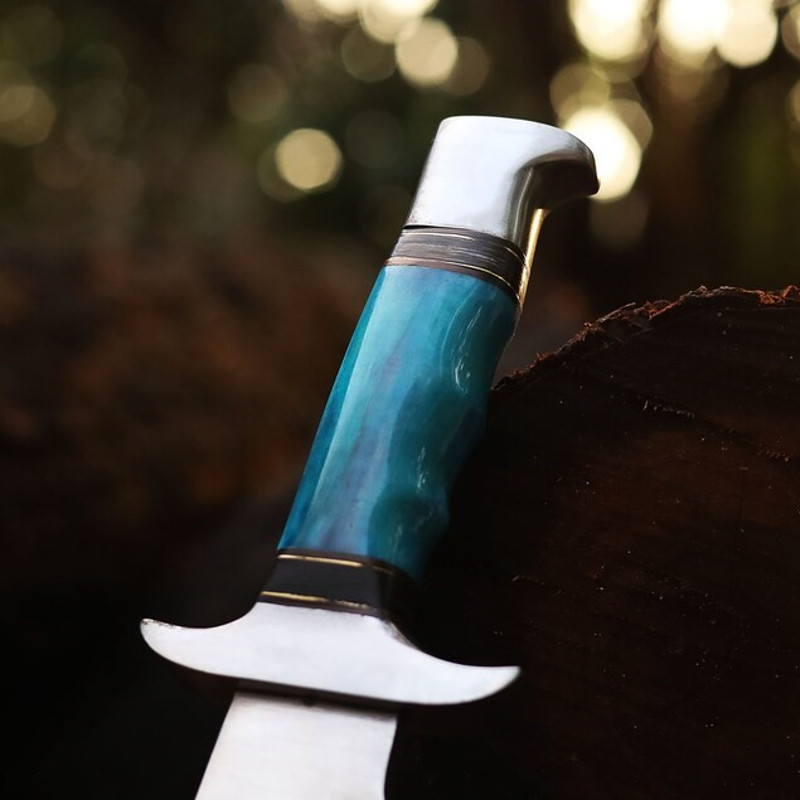 Handmade Stainless Steel Blade Hunting Bowie Knife Outdoor Knife Camping Knife Rambo Knife With Dyed Bone Handle 2