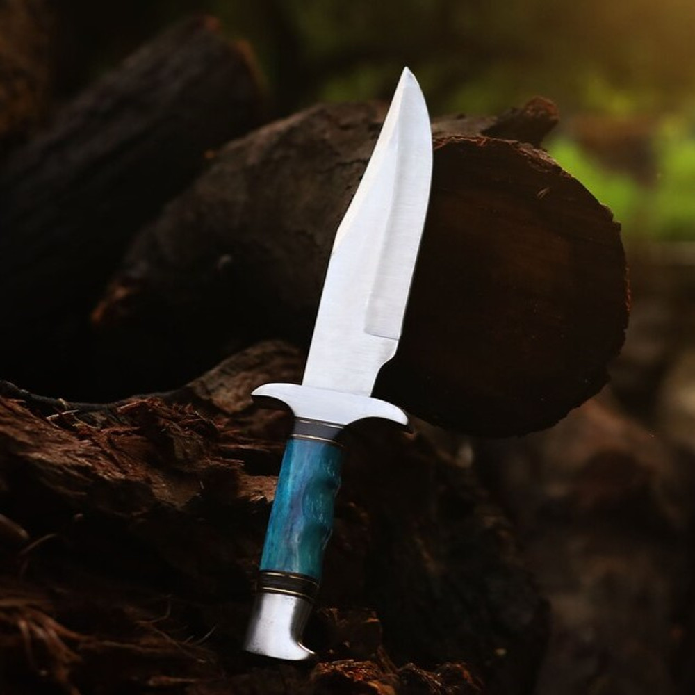 Handmade Stainless Steel Blade Hunting Bowie Knife Outdoor Knife Camping Knife Rambo Knife With Dyed Bone Handle 1
