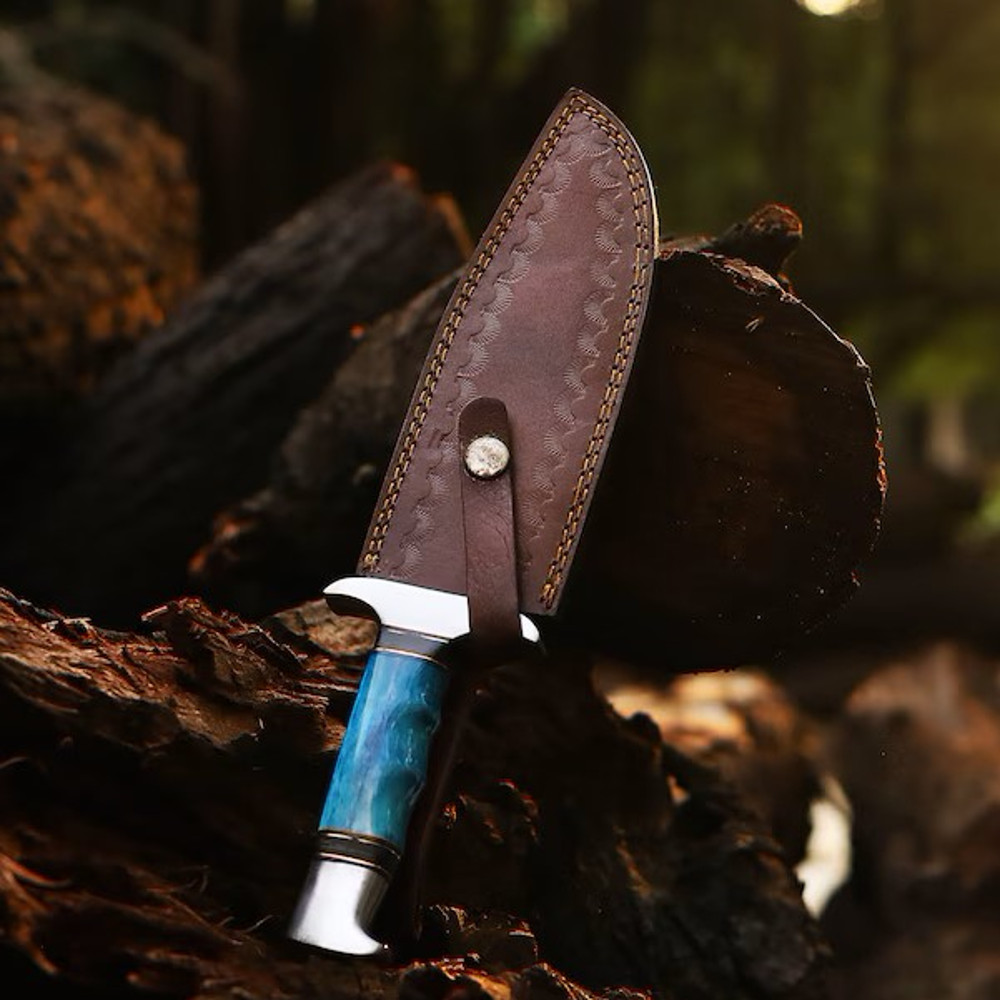 Handmade Stainless Steel Blade Hunting Bowie Knife Outdoor Knife Camping Knife Rambo Knife With Dyed Bone Handle 4